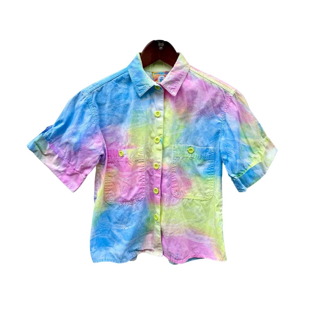 Mokuyobi Tie Dye cropped button down shirt XXS